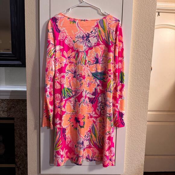 Lilly Pulitzer Paradis Swing Multicolor Long Sleeve Floral Dress Modal Medium - Picture 4 of 7